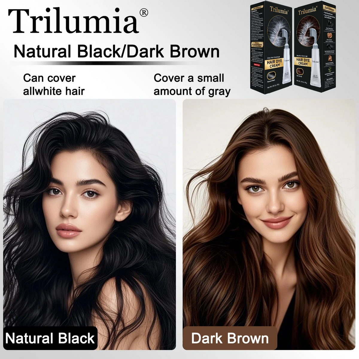 Tgideas Comb - In Hair DyeCream for Gray Coverage -Natural Black & Dark Brown