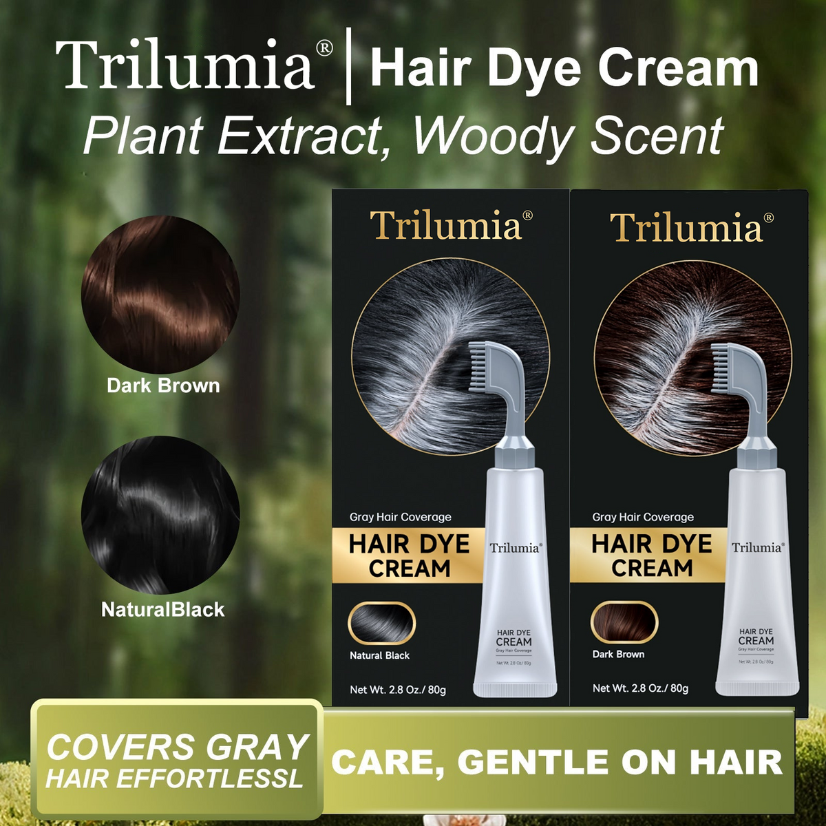 Tgideas Comb - In Hair DyeCream for Gray Coverage -Natural Black & Dark Brown