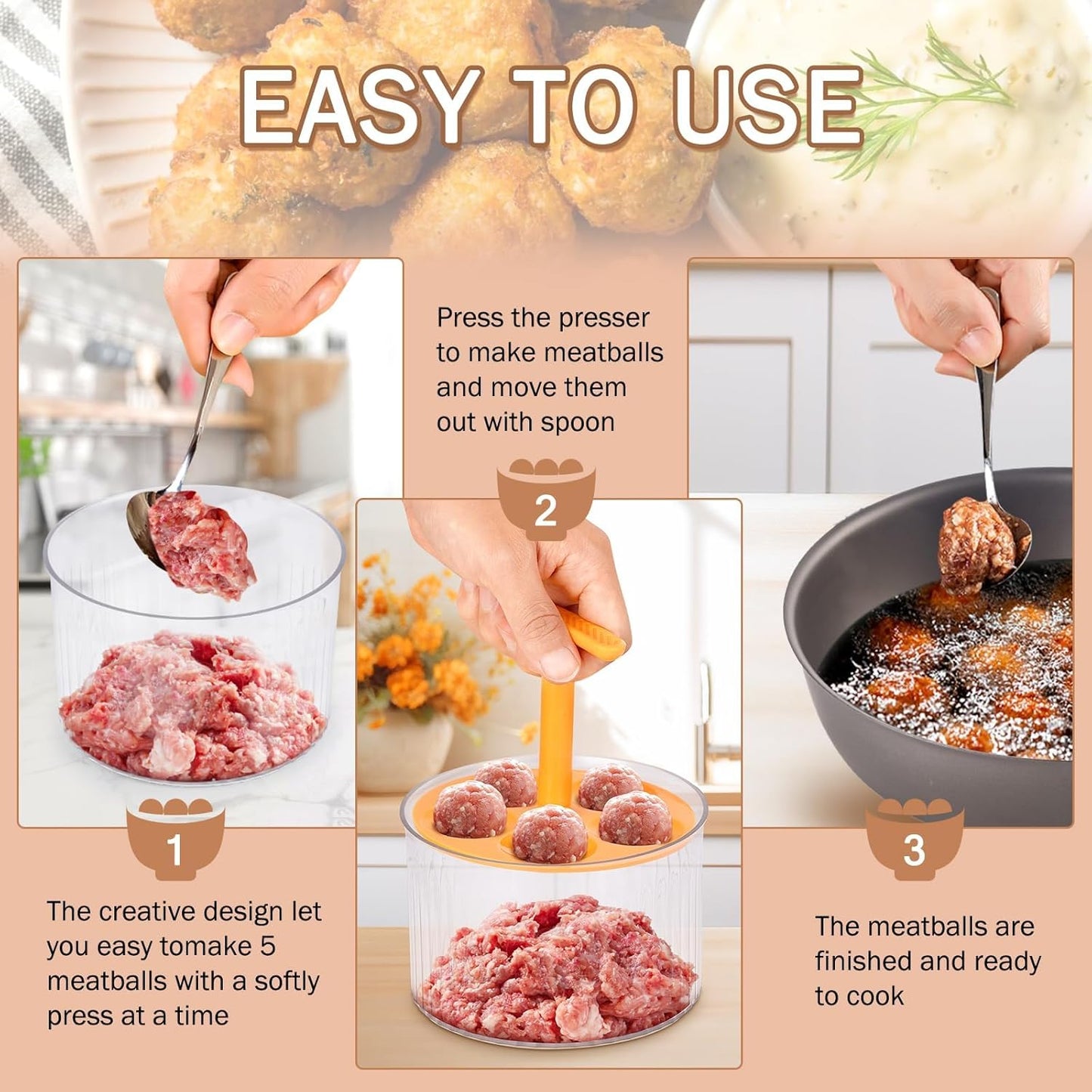 Translucent 5 Balls Meatball Maker