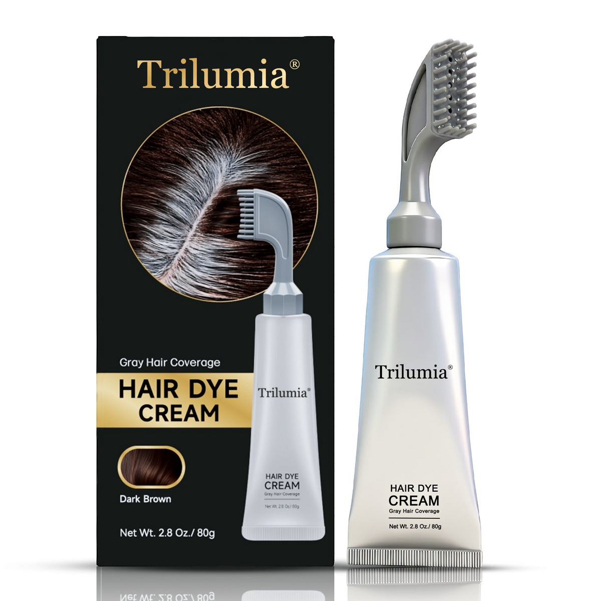 Tgideas Comb - In Hair DyeCream for Gray Coverage -Natural Black & Dark Brown