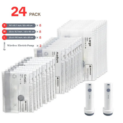 Travel Vacuum Compression Storage Bags with USB Rechargeable Electric Pump Ultra Compact Lightweight Space Savers for Clothing & Travel Essentials Zipper Pouches Outdoor Packing System Hand Organizer Holiday Variety Pack