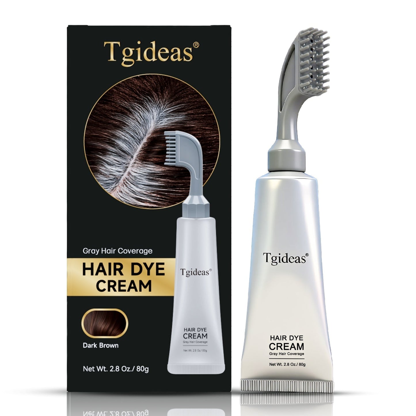 Tgideas Comb - In Hair DyeCream for Gray Coverage -Natural Black & Dark Brown