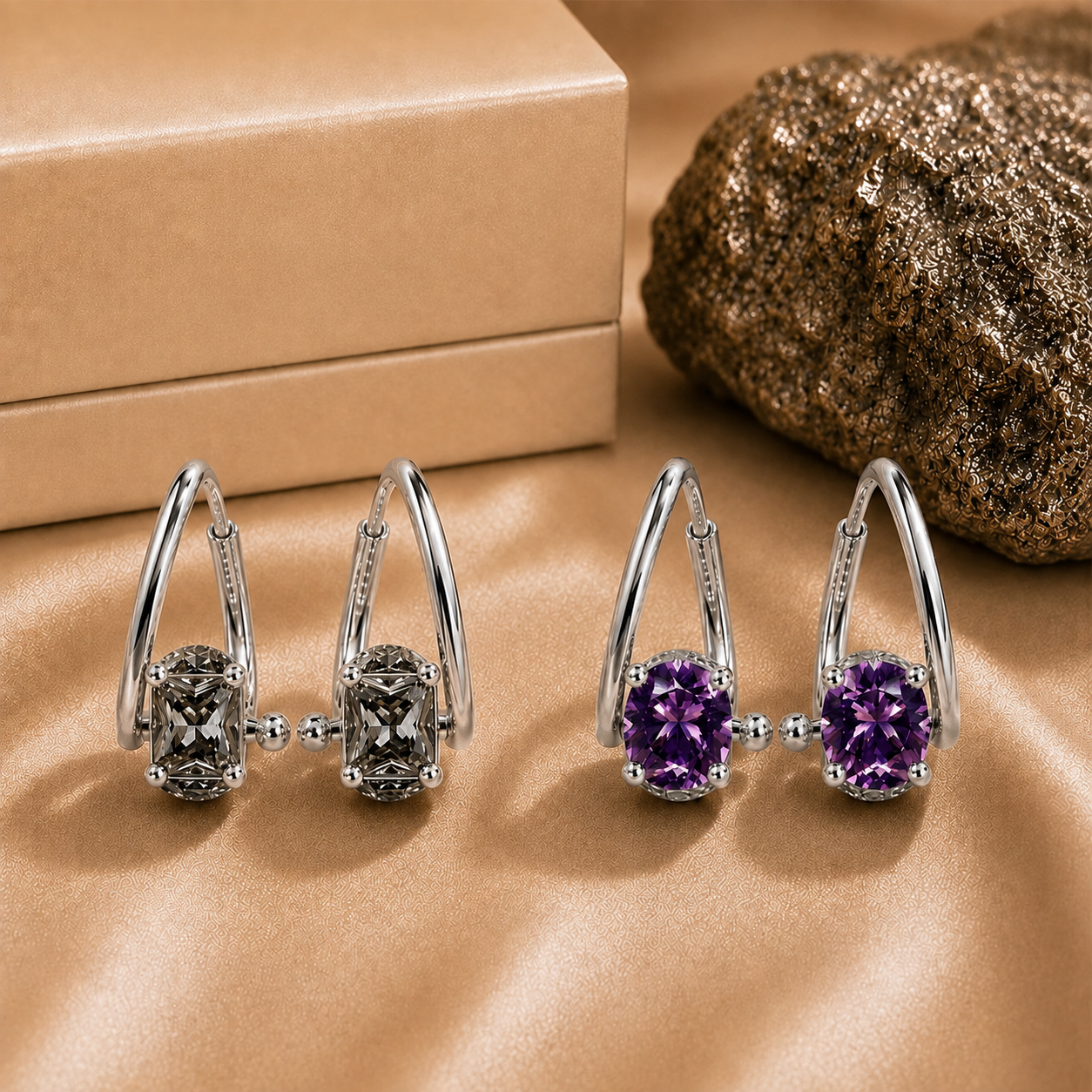 2 PAIRS 💎 SILVER + PURPLE