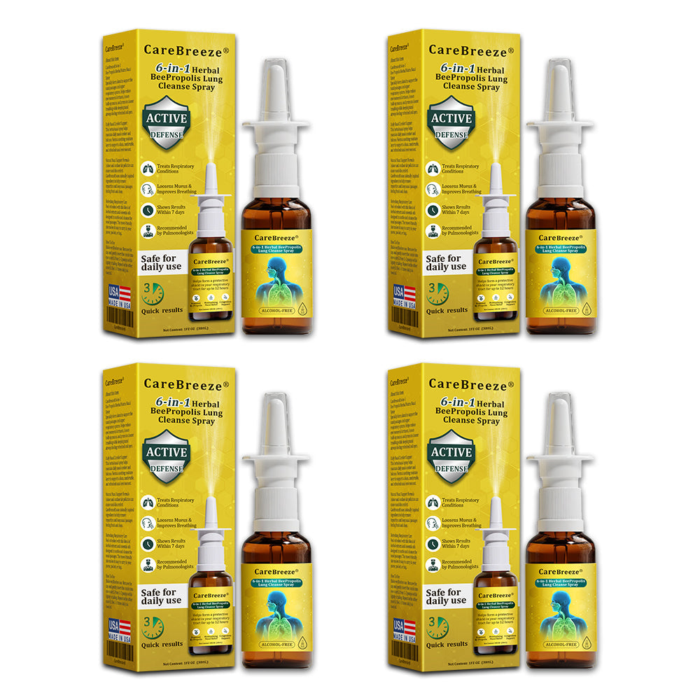 ⚡🐝✅UK Official Store:CareBreeze® 6-in-1 Herbal BeePropolis Lung Cleanse Spray（👨‍⚕️Directly acts on COPD, asthma, chronic bronchitis (CB), respiratory infections, lung cancer, sinusitis, and other conditions）