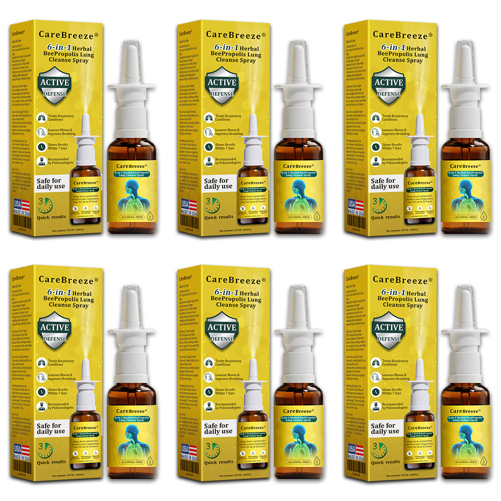 ⚡🐝✅UK Official Store:CareBreeze® 6-in-1 Herbal BeePropolis Lung Cleanse Spray（👨‍⚕️Directly acts on COPD, asthma, chronic bronchitis (CB), respiratory infections, lung cancer, sinusitis, and other conditions）