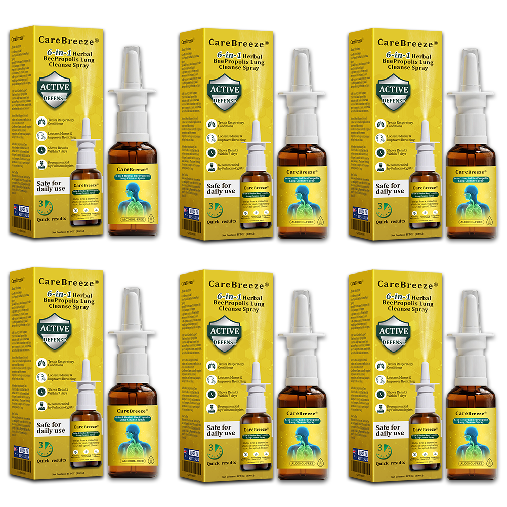 ⚡🐝✅UK Official Store:CareBreeze® 6-in-1 Herbal BeePropolis Lung Cleanse Spray（👨‍⚕️Directly acts on COPD, asthma, chronic bronchitis (CB), respiratory infections, lung cancer, sinusitis, and other conditions）