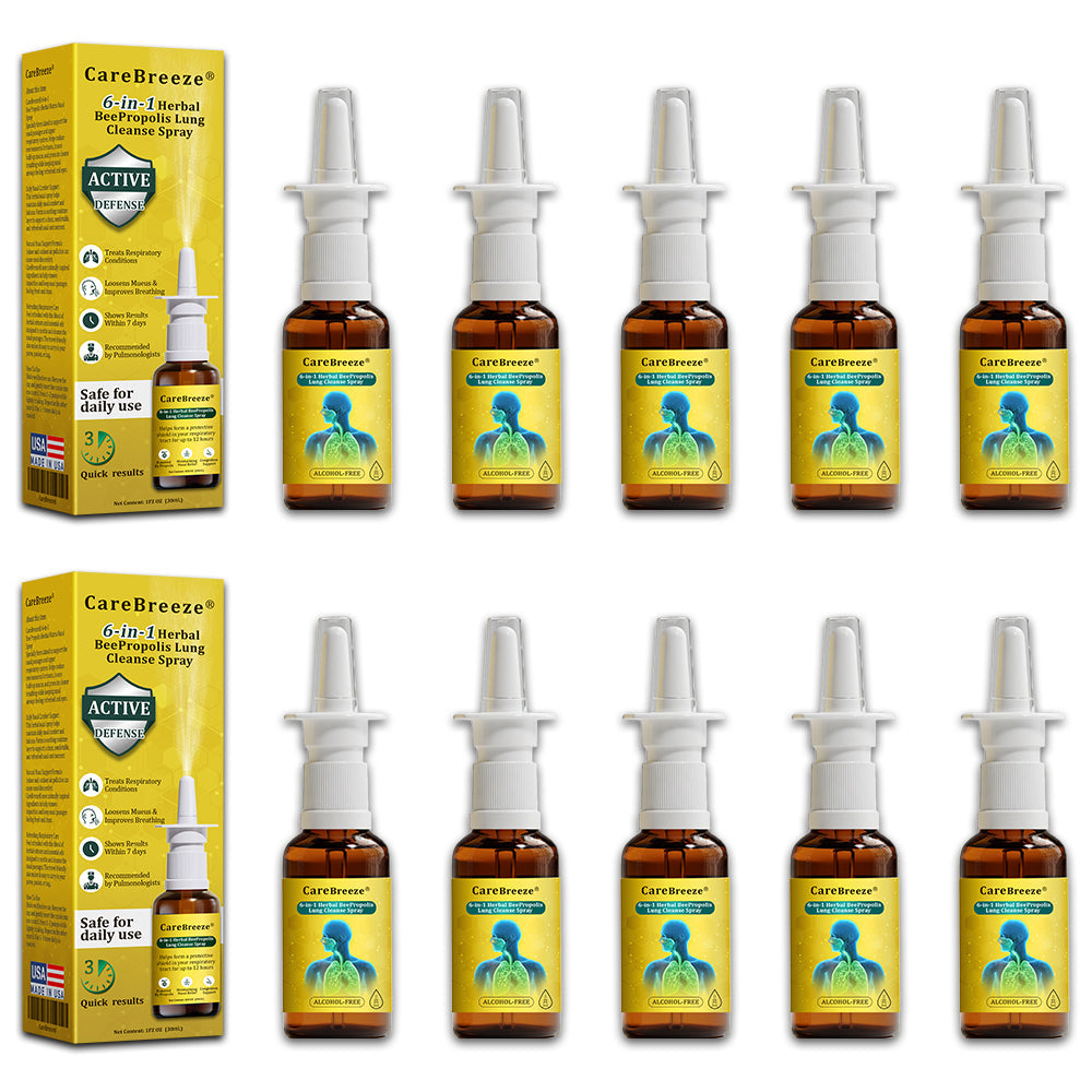 ⚡🐝✅UK Official Store:CareBreeze® 6-in-1 Herbal BeePropolis Lung Cleanse Spray（👨‍⚕️Directly acts on COPD, asthma, chronic bronchitis (CB), respiratory infections, lung cancer, sinusitis, and other conditions）