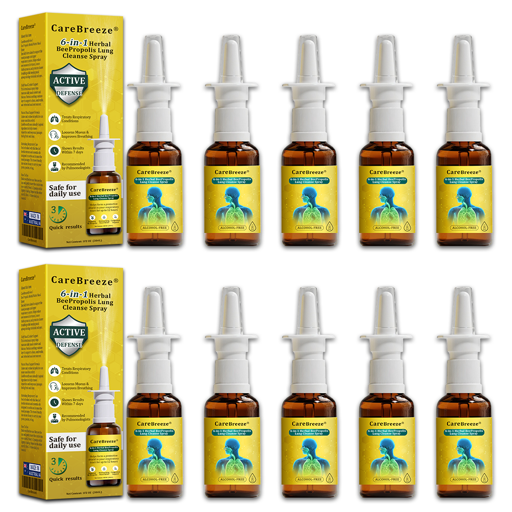 ⚡🐝✅UK Official Store:CareBreeze® 6-in-1 Herbal BeePropolis Lung Cleanse Spray（👨‍⚕️Directly acts on COPD, asthma, chronic bronchitis (CB), respiratory infections, lung cancer, sinusitis, and other conditions）