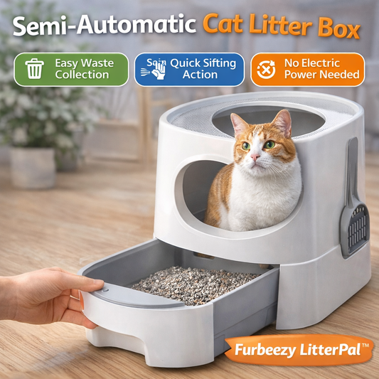Semi-automatic cat litter box
