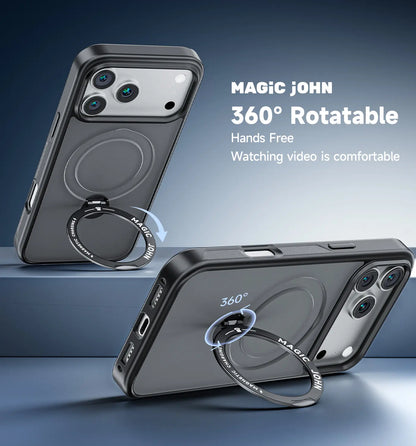 MAGIC JOHN 360 Degrees Rotating Magnetic Stand Phone Case for iPhone and SamSung