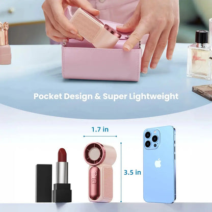 Mini Handheld Fan with LED Display – 6-Speed Turbo Pocket Fan for Women. USB Rechargeable, High-Speed Cooling for Travel & Makeup. Perfect Gift. Portable Refrigeration