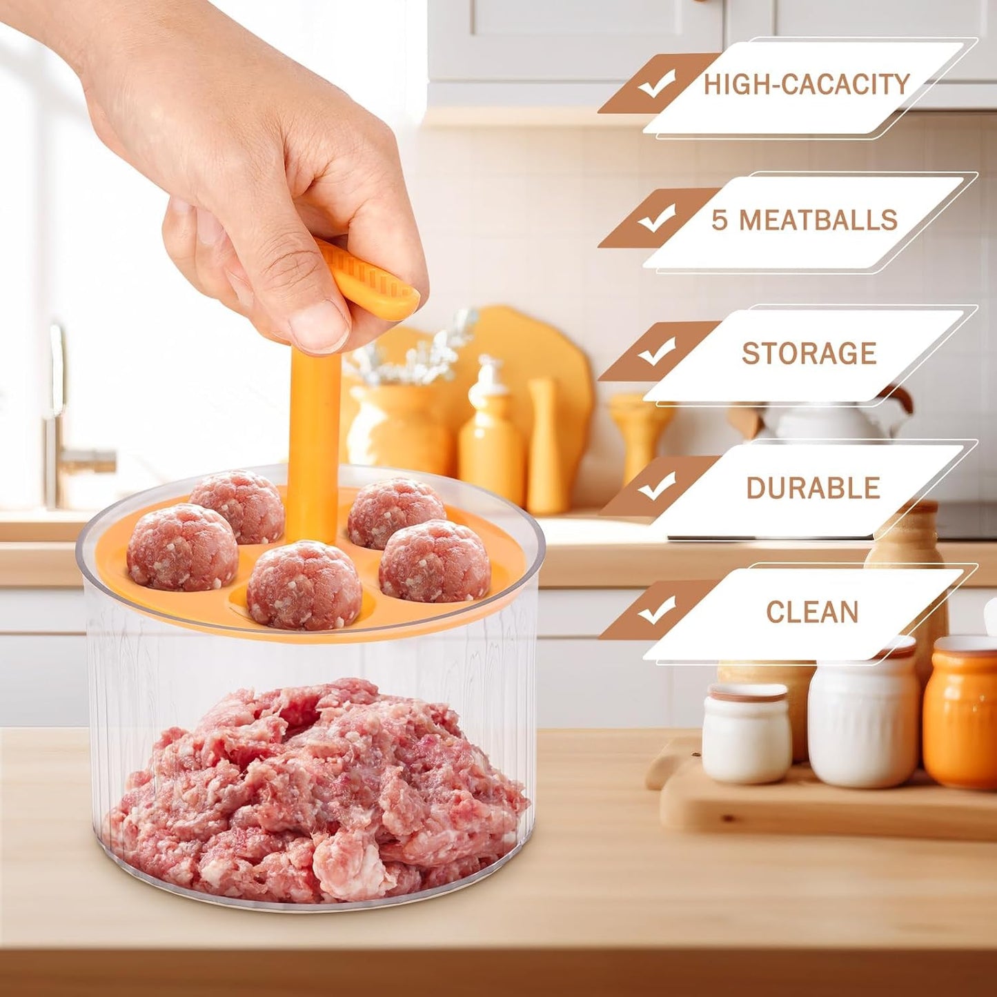 Translucent 5 Balls Meatball Maker