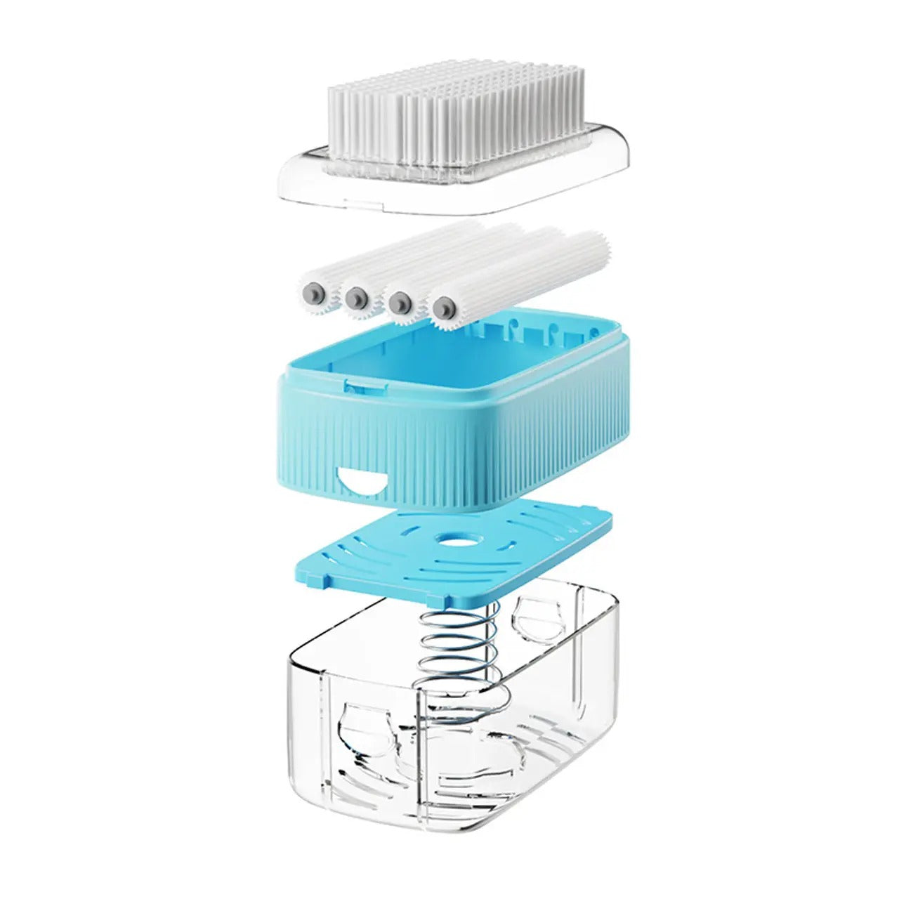 🔥Multifunctional Soap Foaming Box, Hand-Free Storage Soap Holder, Drainage Soap Dish with Rolling Brush, Laundry Brush Included