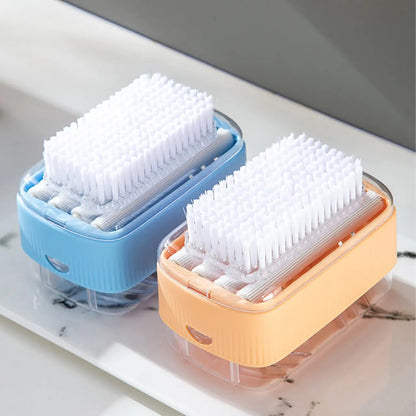 🔥Multifunctional Soap Foaming Box, Hand-Free Storage Soap Holder, Drainage Soap Dish with Rolling Brush, Laundry Brush Included